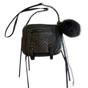 Vintage Black Woven Leather Crossbody